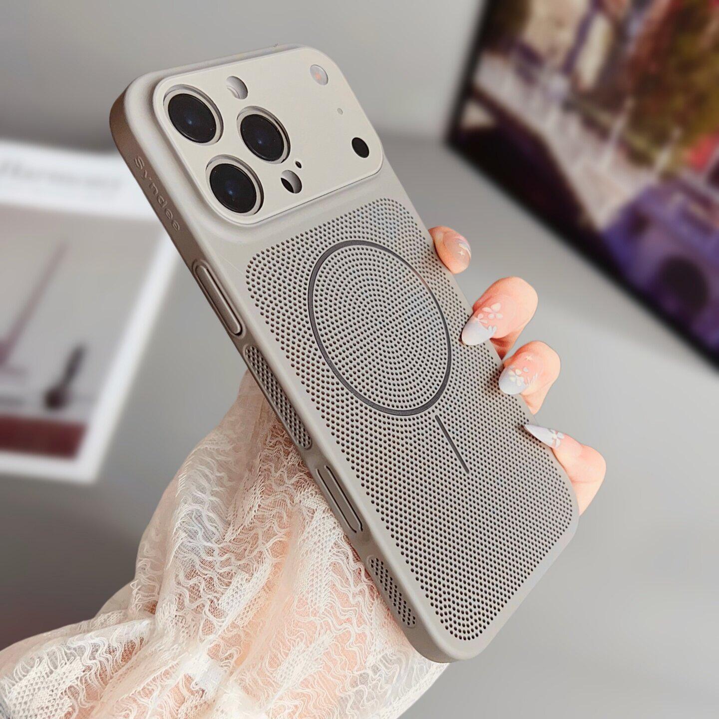 

Breathable Mesh Magnetic Case for iPhone 16PM/17PM - Full Coverage Heat Dissipation, Summer Protection iPhone 15 Pro Max