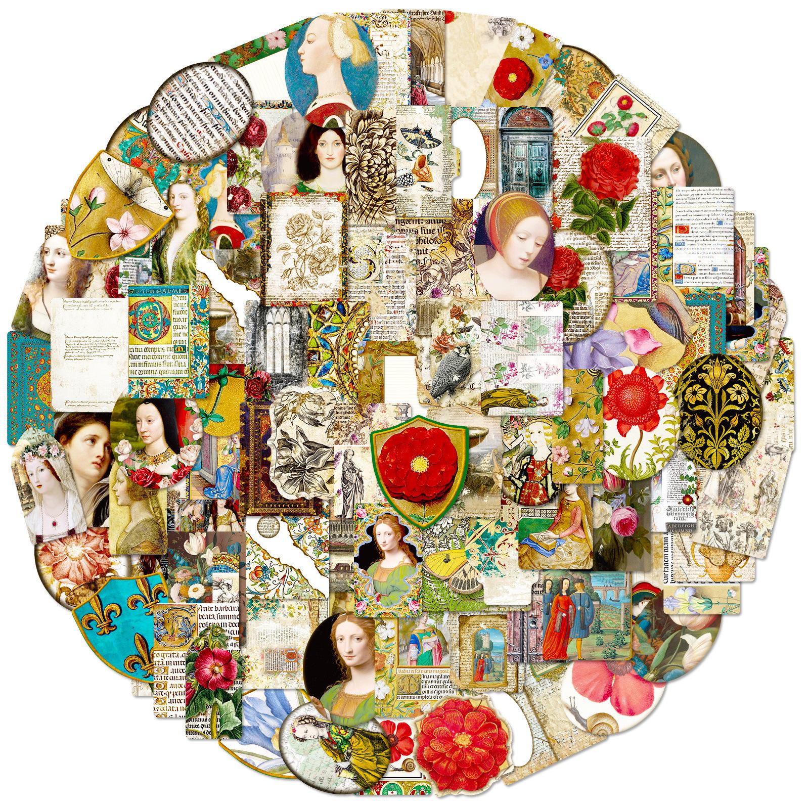 

100 Средневековых Ретро Наклеек Классическая Ретро Ностальгия Средневековье Старое Время Литературно-Художественный Отчет