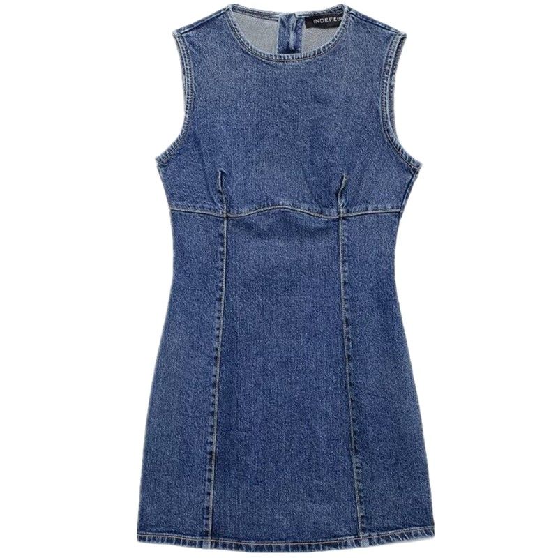 

Fashion Style 2024 Autumn New Women s Clothing All-Matching Jeans Sleeveless Silm Dress Short Skirt 8727280 Blue L