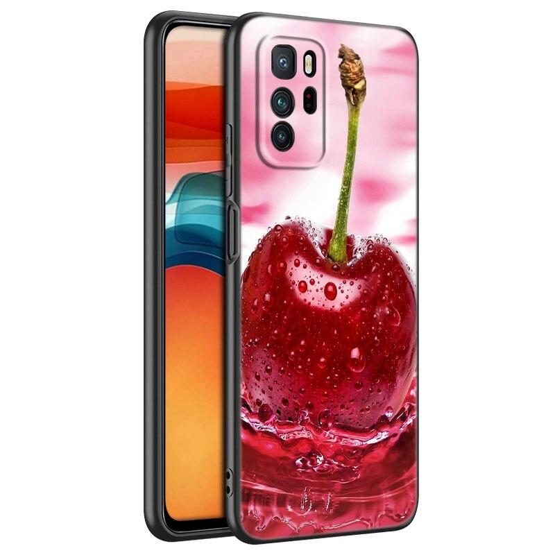 Letni Owoc Wiśnia Etui na Telefon Dla Xiaomi Redmi Note 10 9 Pro Max 10S 10T 9A 9C 9S 9T 8A 8T 8 7 Pro Miękkie TPU Czarne Etui