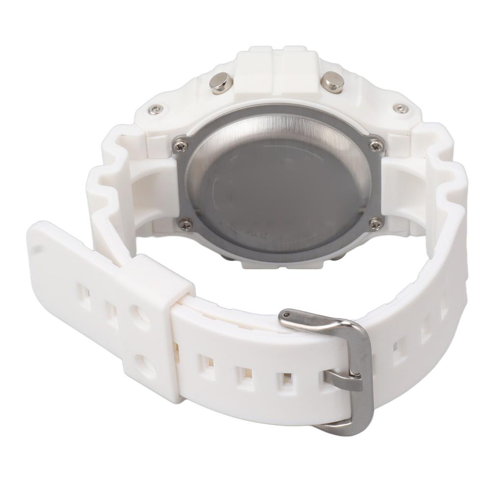 Sport Mens Digital Chronograph Strap Watch Classic Vintage Square Mens Digital Watch WR50M Waterproof White