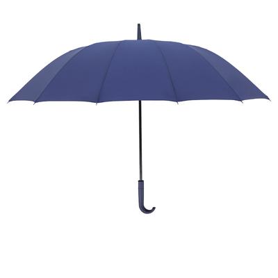 New 16-bone Long-handled Umbrella Small Curved Handle Umbrella Solid Color Simple and Strong Automatic Double Wind Resistance