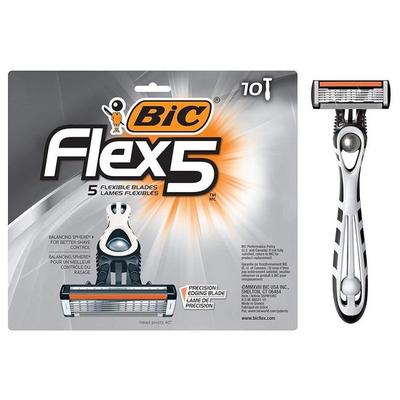 BIC Flex 5 Titanium 5-Klingen Einwegrasierer Rasieren Empfindliche Haut für eine Weiche, Angenehme und Gründliche Rasur 10-teiliges Rasiererset