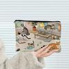 Makeup Bag, with Smooth Black Zipper, Colorful Pattern Printed, Large Capacity Canvas Storage Bag, for Travel Cosmetic Coin Key