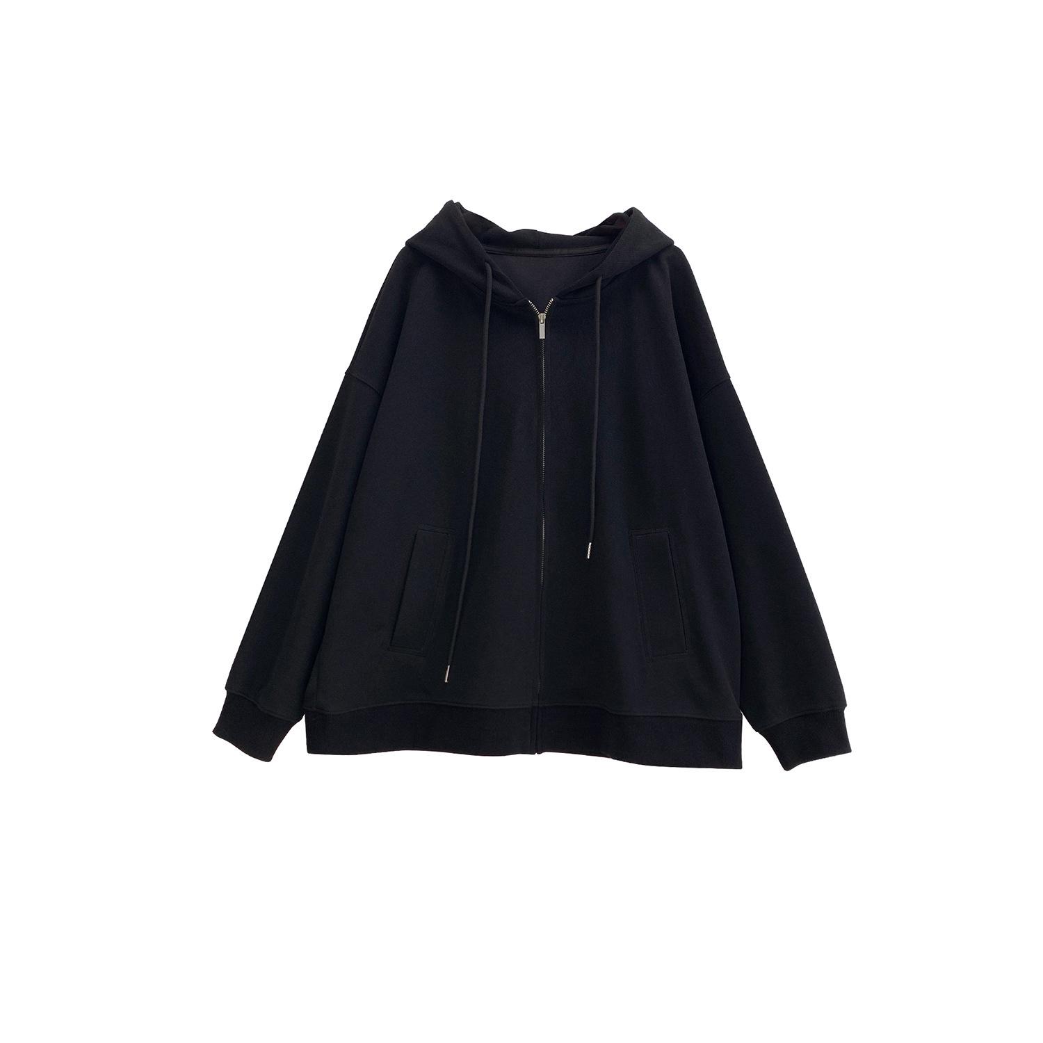 

Plus Size Women s Casual Zipper Hoodie Jacket - 2026 Spring Fashion Cardigan 2XL (140-160 jin) чёрный