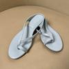 2025 thick heel flip-flops summer sandals women's new simple toes round head slippers summer versatile fashion black