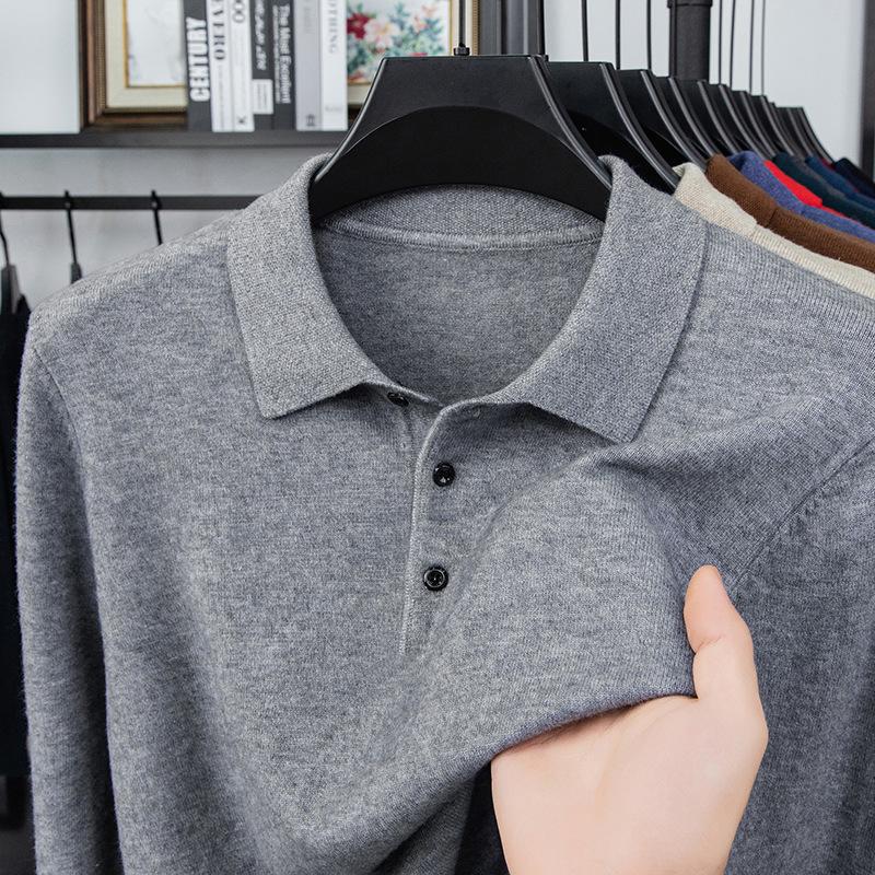 Lapel Collar Long Sleeve Men's Top
