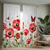 Tende con Papaveri Rossi 2pz – Stampa Realistica Fiore e Farfalla, Decorazione Giardino Romantico per Soggiorno e Camera da Letto
