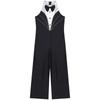 Children‘s Sparkly Rhinestone Color Block Sleeveless Jazz Dance Bodysuit Metallic Patchwork Jumpsuit for Performance Competition