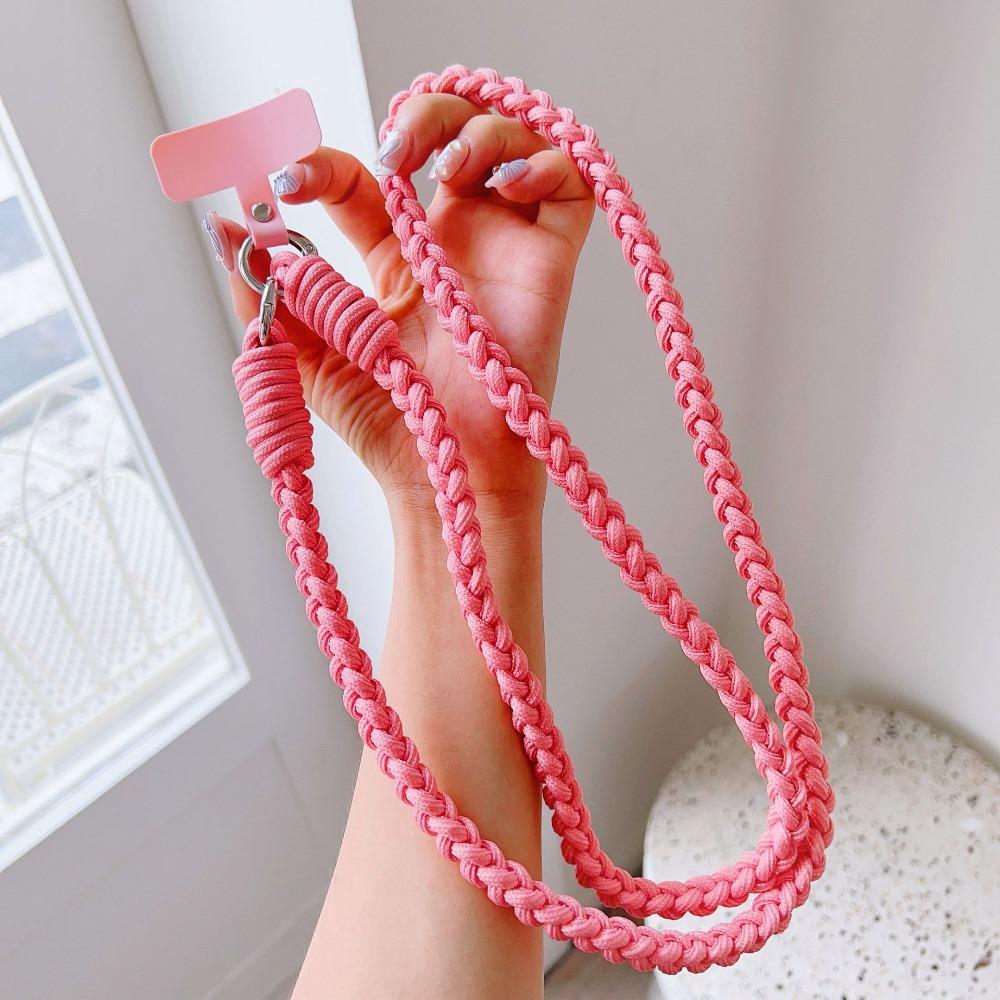 Colorful Lanyard Woven Rope Girls' Crossbody Shoulder Strap Anti-loss Sturdy Lanyard Keychain Four-strand Mobile Phone Lanyard