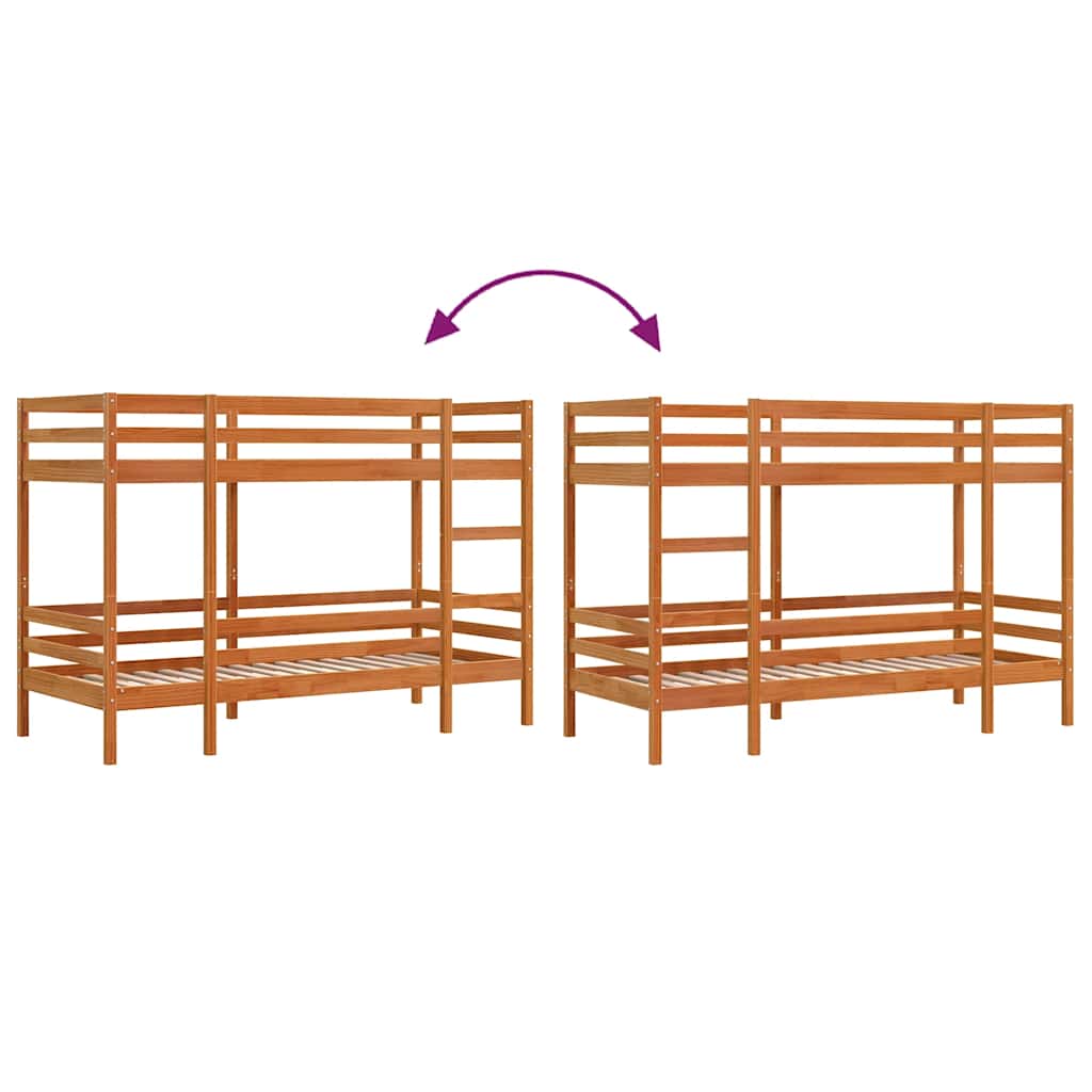 Bunk Bed Wax Brown 90 x 190 cm Solid Pine Wood