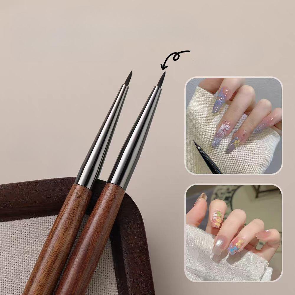 1Pc New Sandalwood Pole Manicure Cub Painting Pen Short Universal Stroke Petal Hook Line Painting Brush Nail Tool