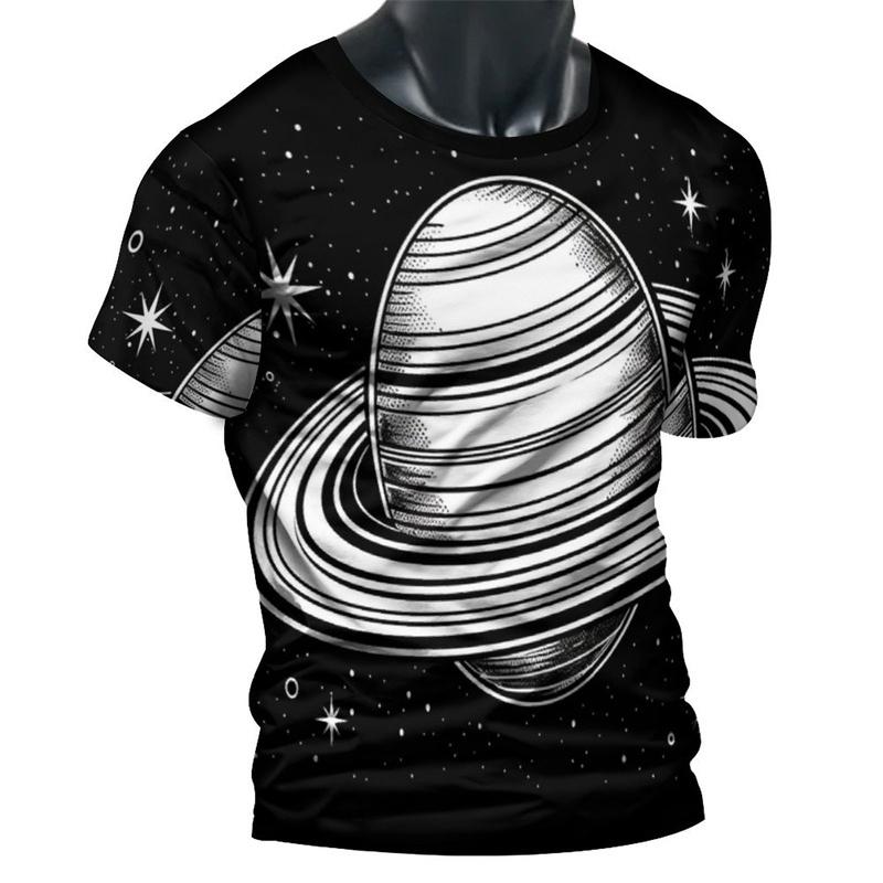 

Футболки с узором «Модная планета», летние тренды, короткий рукав, O-образный вырез, уличные футболки с 3D-принтом, мужские повседневные футболки в стиле хип-хоп, топы 6XL