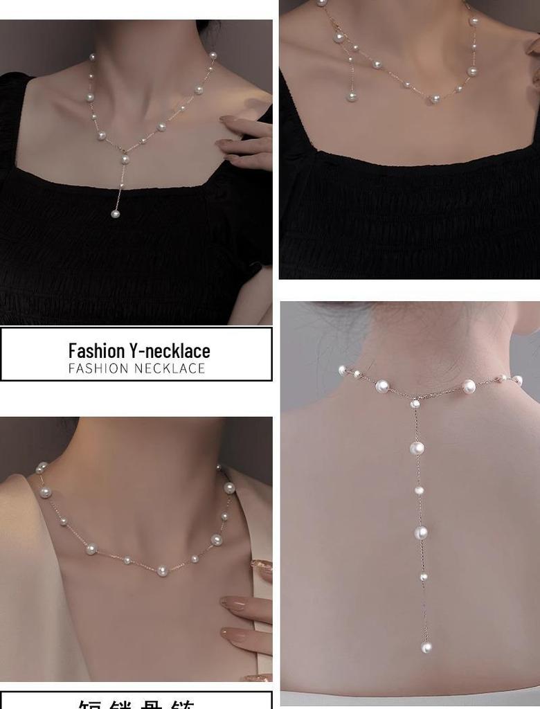 2024 Luxury French Tassel Pearl Necklace for Women – Elegant Clavicle Chain Design