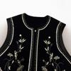 2024 Autumn Velvet Sequin Embroidered Sleeveless Open-front Women's Vest