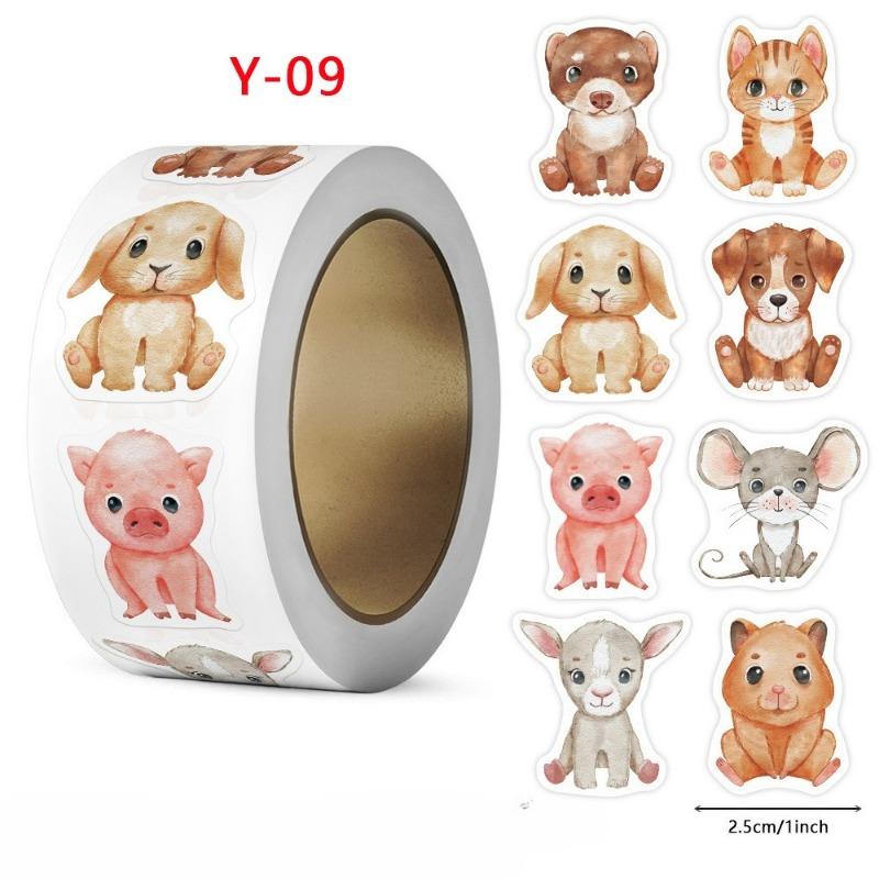 500pcs/roll Round Cat Funny Label Stickers for Packaging Phone Cases Suitcases Laptops Ins Hot Expression Stickers