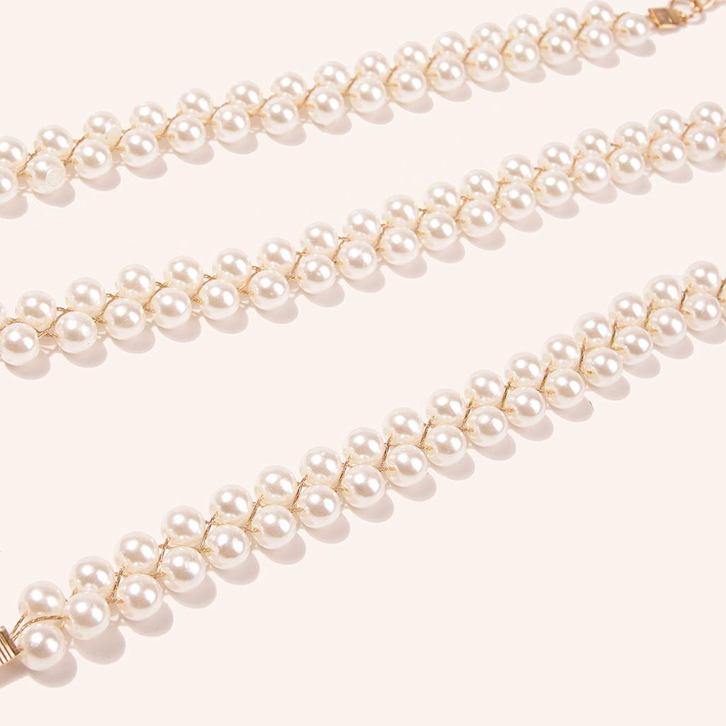 New Double Row Pearl Gold Thread Braided Beautiful and Elegant Sweet Woman Waist Chain
