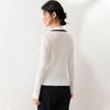 Elegant Silk Blend Contrast Lace Zipper Knitted Cardigan