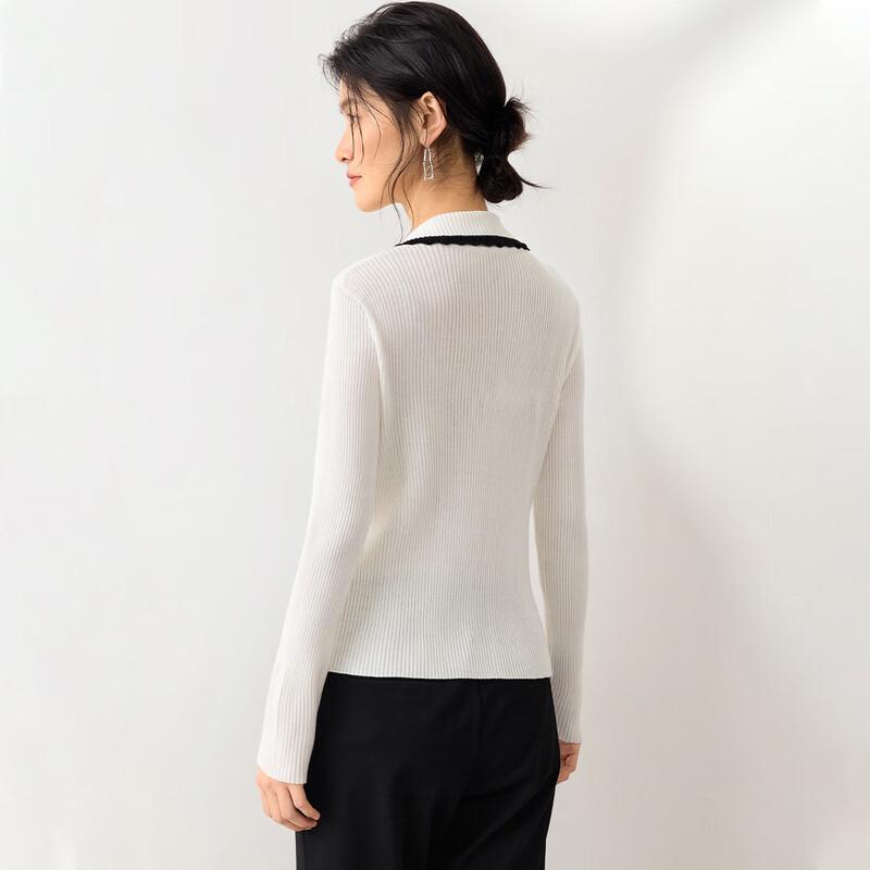 Elegant Silk Blend Contrast Lace Zipper Knitted Cardigan