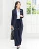 Washable Suit for Women Long Tailored Jacket Wide Pants Set Stretch Elastic Waistband Plus Sizes Available Entrance Graduation Ceremony Size 11 Navy