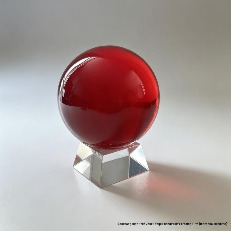 Sfera di Cristallo K9 Trasparente di Alta Gamma con Base in Vetro Trapezoidale - Decorazione da Scrivania, Arredamento per la Casa di Lusso Leggero.