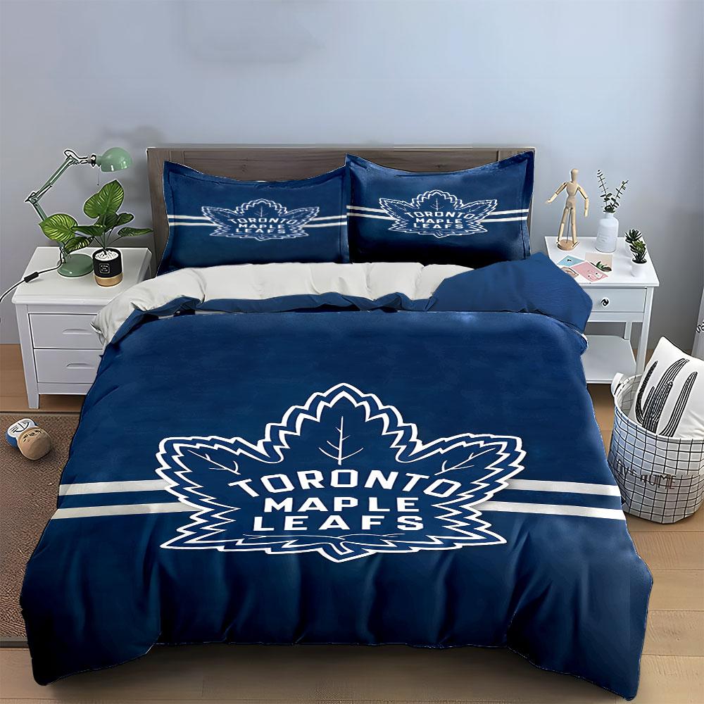 "Toronto Maple Leafs Logo Bedding Design" Print Bedding Set Duvet Cover Pillowcases (1* Duvet Cover 2* Pillowcases Do Not Include Comforter)