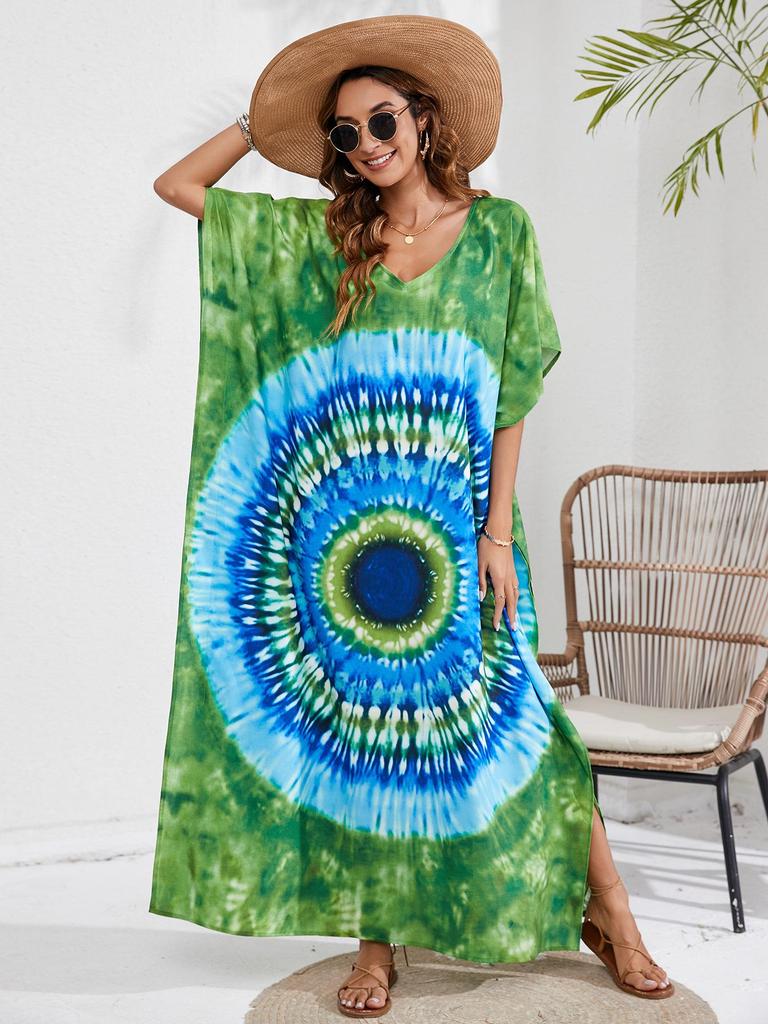 44-Farben Europäischer & Amerikanischer Druck Strandüberwurfkleid - Urlaubs-Bikini Sonnenschutz Oberbekleidung