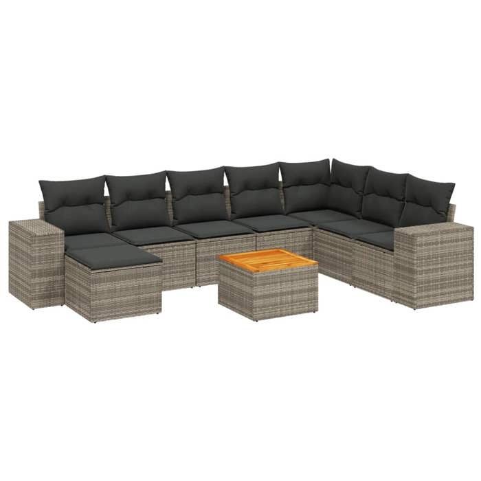 VidaXL Garden Lounge Set with Cushions 9 Pcs, Patio Sofas, Patio Furniture Set, Outdoor Furniture, Grey 3225584