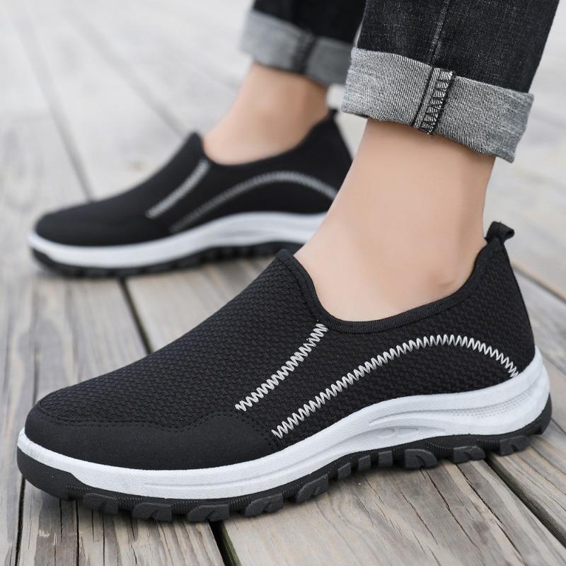 Casual shoes Spring flying woven surface breathable thick sole comfortable low top one pedal sports men's shoes