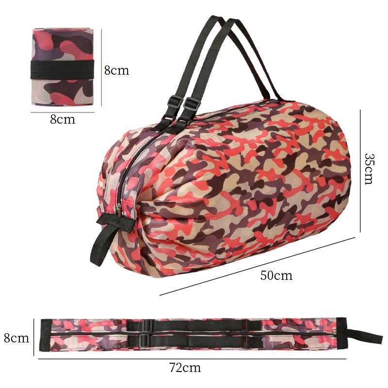 Large-Capacity Foldable Waterproof Shopping Bag with Zipper and Creative Print - Eco-Friendly Tote for Supermarket Storage