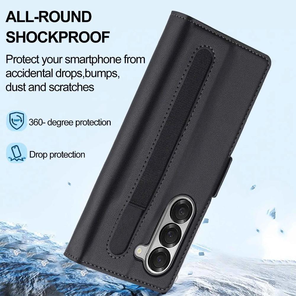 Retro Pure Color Magnetic Leather Case For Samsung Galaxy Z Fold 7 6 5 4 3 Shockproof Card Bag Holder Pocket Cover With Pen Slot