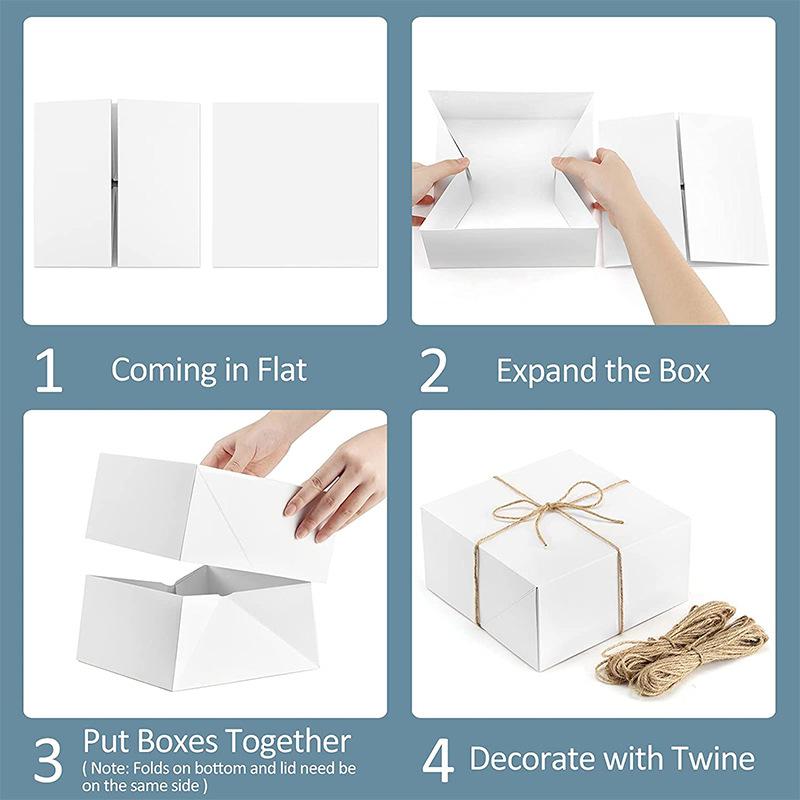 WTEMPO 5PCS 10*10*20CM Premium Gift Boxes Kraft Paper Gift Boxes with Hemp Ropes Creative DIY Presents Packaging Boxes