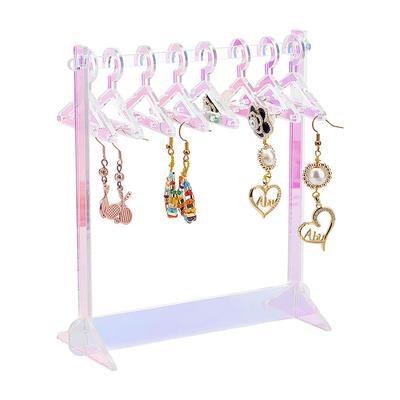 1set 1 Set Acrylic Earring Display Stands Coat Hanger Shape Clear AB Finished Product: 6x14x15cm About 12pcs/set