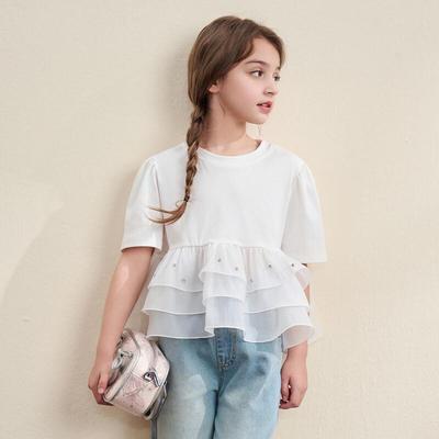Montagut Girls' Puff Sleeve Summer T-Shirt