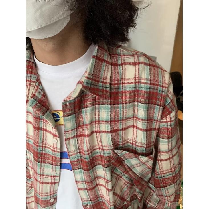 Skjorta Långärmad Pojkar Vår Ny Amerikansk Stil Lös Krage Rutig Skjorta Vintage Trendig Casual Lättmatchad Jacka