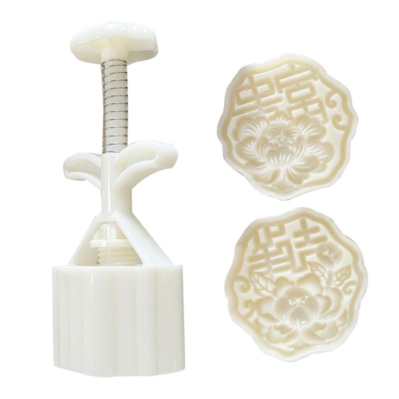 MidAutumn Festival Moon Cake Maker 3D Flower Pattern Moon Cake Molds Cookie Stamp Hand Press Cookie Dessert Cutter