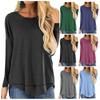 Ladies Casual Color Loose Top Short Front Short Back Long Swallowtail Bottoming Shirt Top