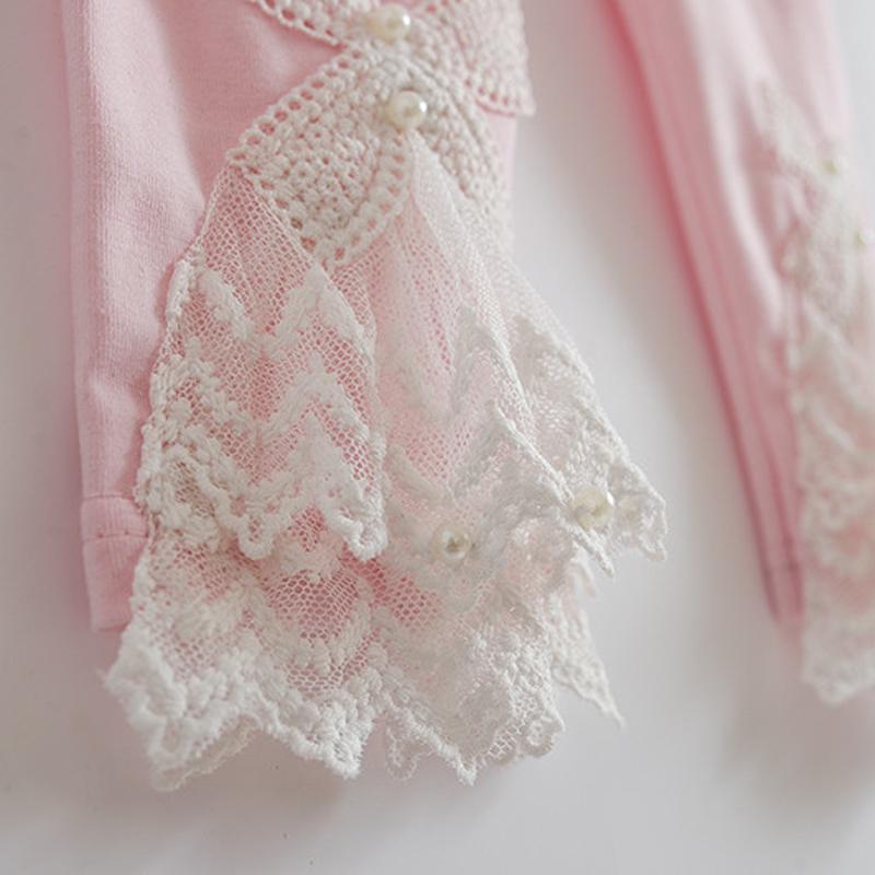 YUBAOBEI Girls Calf-length Leggings Baby Girl Mesh Spliced Pants Bow Lace Candy Color Skinny Leggings