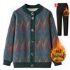 Women's Fleece-Lined Knitted Cardigan - Warm Autumn Winter Jacket for Elderly Ladies