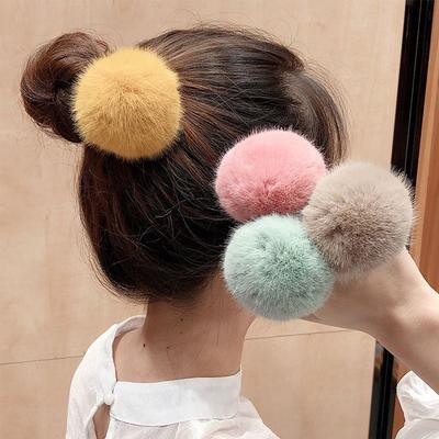 Plush Hair Ties Elastic Pompom Ponytail Holder Hair Accessories Plush Hair Rope Pompom Rubber Band