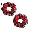 Knitted Elastic Hair Ties 2Pcs Christmas Plaid Scrunchies with Snowflake Patterns for Women Girls, Soft Versatile Bands Holiday Hairstyles,