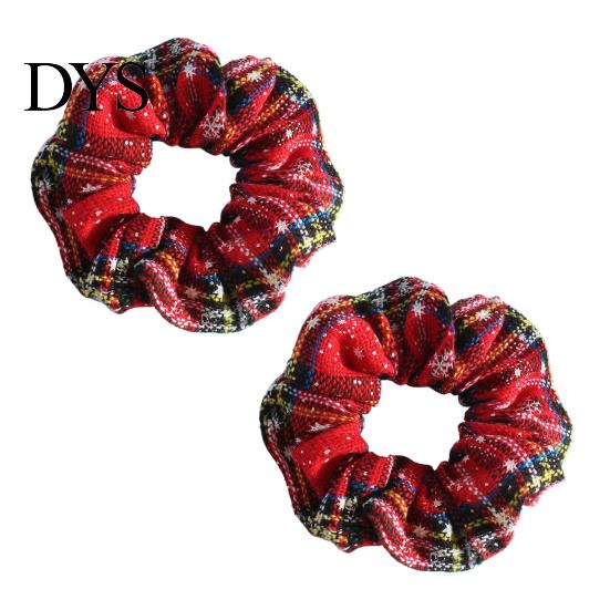 Knitted Elastic Hair Ties 2Pcs Christmas Plaid Scrunchies with Snowflake Patterns for Women Girls, Soft Versatile Bands Holiday Hairstyles,