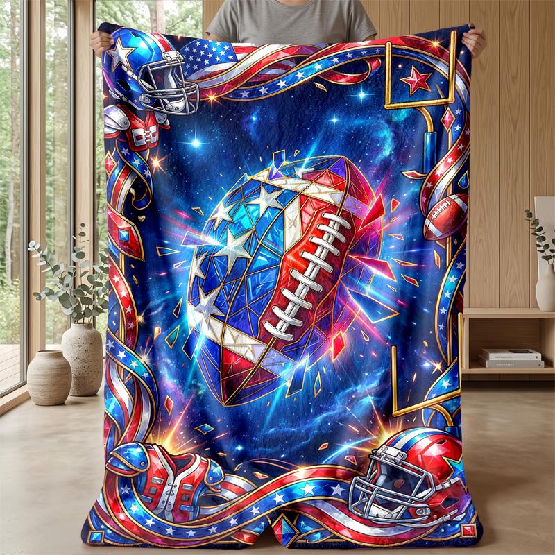 American Football Celebration blanket Personalized Name Flannel Blanket Soft Cozy Plush Throw for Sofa Bed Lightweight Home Decor