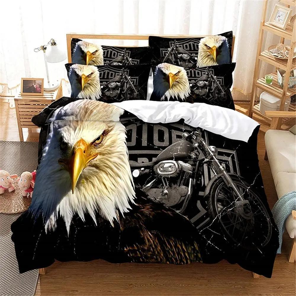 American Flag Down Quilt Cover Set Eagle Print Bedding Set With Pillowcase Quilt Cover Three-Piece Set