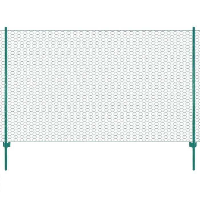 VidaXL Clôture en grillage métallique avec poteaux Acier 25x2 m Vert