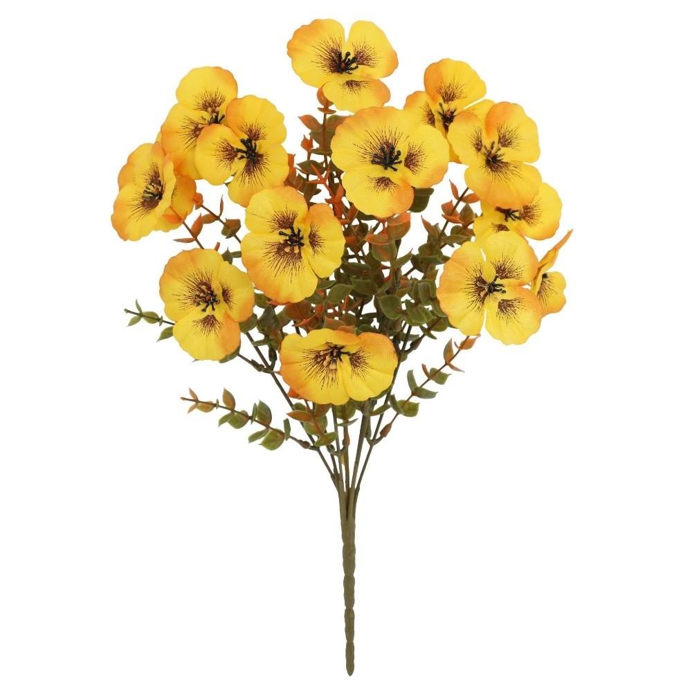 

Plastic Artificial Pansy Flowers 7 Fork Flowers Bundle Faux Pansy Flowers No Fade Tricolor Violet UV Resistant Flowers жёлтый