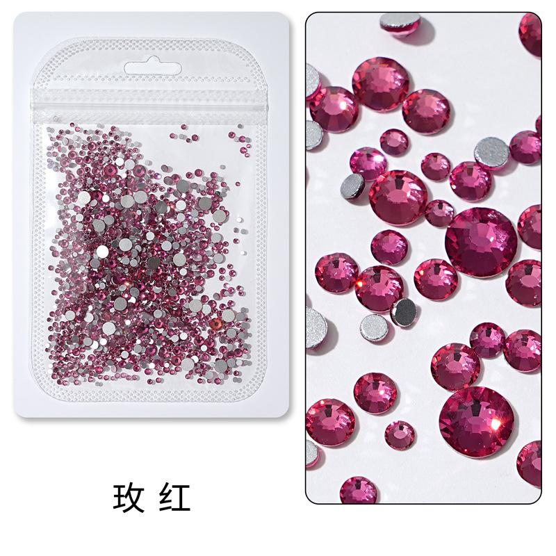 1440 buc, Un pachet întreg de manichiuri colorate, Diamante cu fund plat, Burghie din sticlă de cristal nu pot cădea de pe fund, Bijuterii cu diamante rotunde cu dimensiuni mixte.