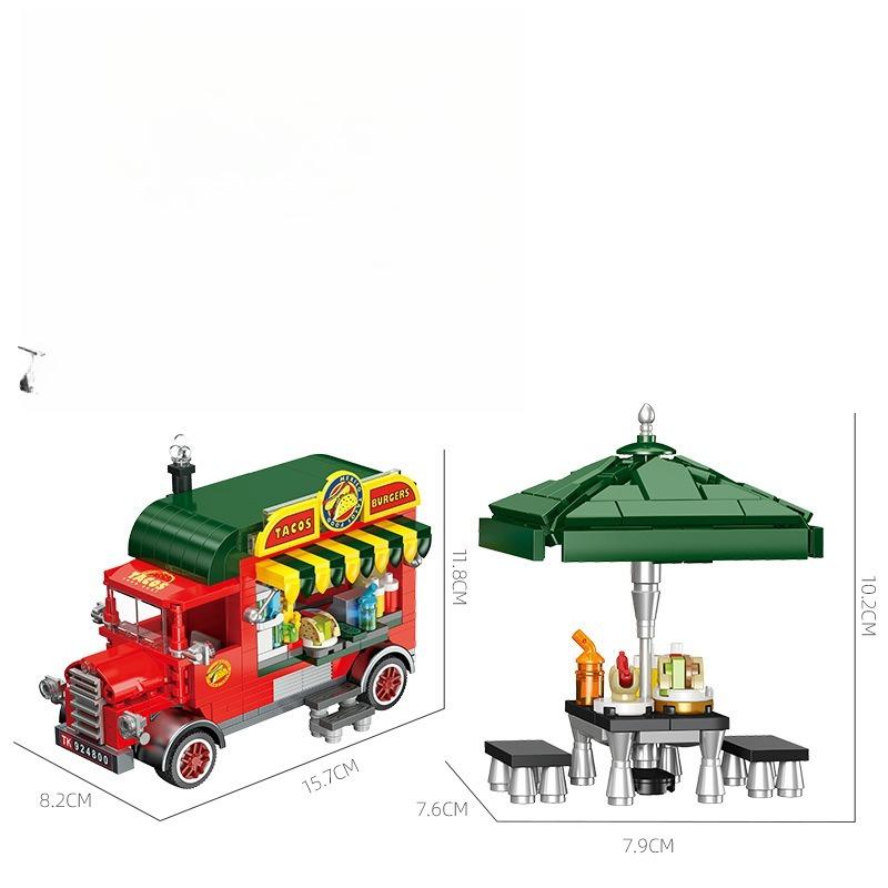 

food truck moc building blocks street view moc brick sets for Adults girl micro construction set car Model assembling toy Gifts