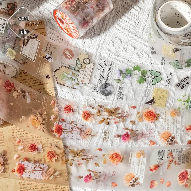 Yu Xian Matte PET Die-cut Tape Old Garden Dreams Series: Retro Journal Stickers (4 Styles)