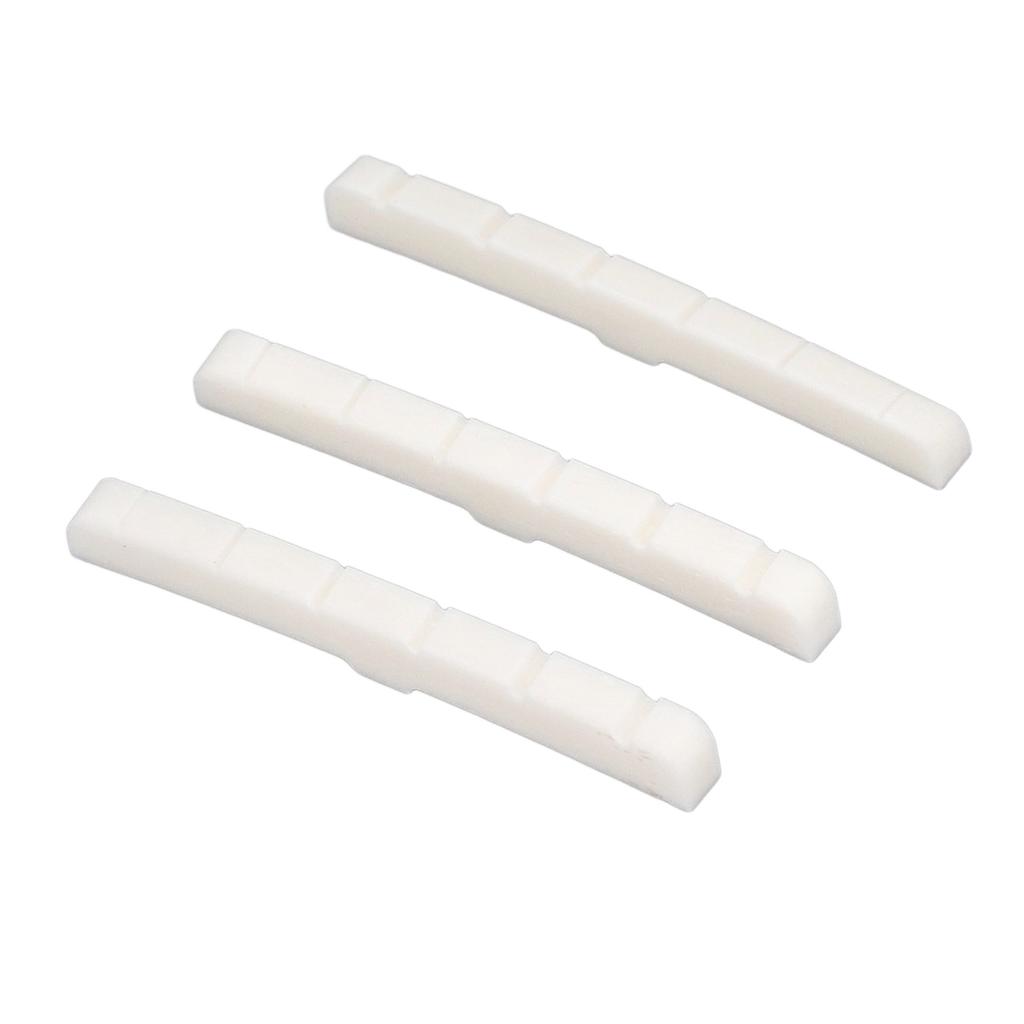 3Pcs 6 String Guitar Nut Flat Bottom Slotted Bone Guitar Nut Replacement for Tele